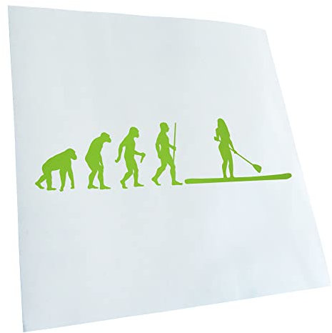 Kiwistar - Autoaufkleber - Stand Up Paddling Evolution - lindgruen - 40x10cm - Heckscheibe Auto Aufkleber wetterfest für Kfz LKW Mofa Truck - Sticker außen selbstklebend Tuning Zubehör für Fenster