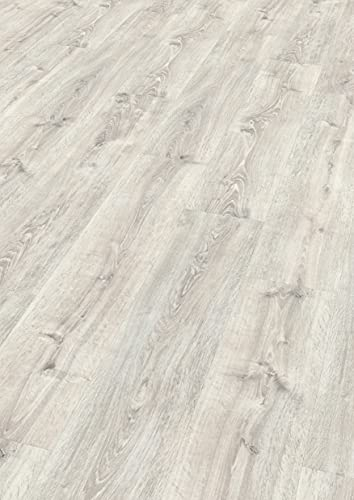 Egger Weiss Designboden GreenTec EHD030 Waltham Eiche (7,5mm, 2,542m²) | authentische Holzoptik | Einfache Verlegung durch CLIC It System | Robust & strapazierfähig