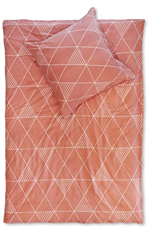 jilda-tex Biber Bettwäsche Winter 135x200 cm + 80x80 cm 100% Baumwolle Feinbiberbettwäsche Edelflanell (Modern Geometrics Terrakotta, 135 x 200 cm)