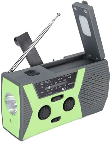 Emergency Weather Radio, Wind Up Solar Radio Hand Crank Radio 2000mAh Battery Portable Solar Powered Radio SOS Alarm Flashlight AM/FM/SW / 7 NOAA for Household Emergency Outdoor Survival(green)