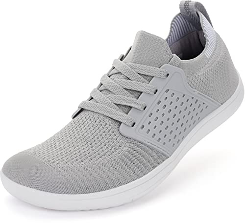 WHITIN Women's Minimalist Barefoot Zero Drop Shoes Female Sneakers Width Ladies Size 8 Wide Toe Box Non Slip Trail Running Zapatos De Mujer Light Grey 39