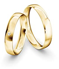 JC Trauringe Gelbgold 333 Paarpreis Eheringe Gold | Verlobungsringe Gold breit 4,0 mm I Partnerringe mit Gravur in edler Schatulle I 2 Hochzeitsringe Herrenring & Damenring mit Stein