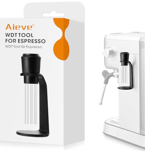 Aieve WDT verktyg, espressomål, kaffe, bryggare, barista, tillbehör, filterhållare med stativ, 0,4 mm nålar, verktyg, fördelare, kaffeomrörare (uppgraderingsversion) (plast, svart)