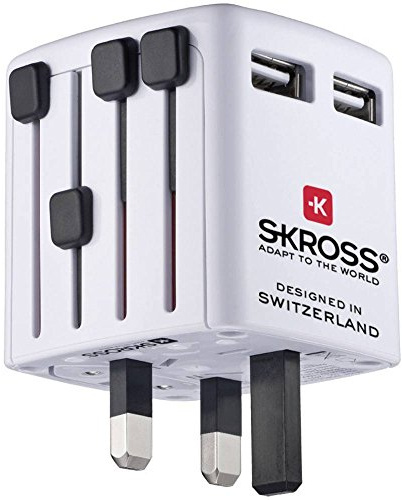 SKROSS | 1.302330 | Welt USB-Ladegerät | 2 USB-Steckdosen in Allen Teilen der Welt - Eingangsspannung: 100 V-250 V - 2 USB-Typ-A-Ausgänge: 5,0 V DC/max. 2,4 A