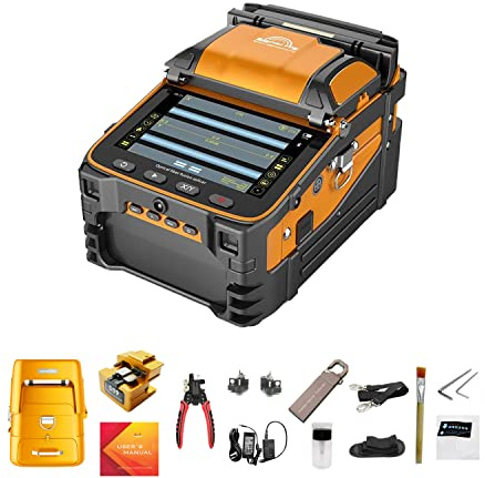 QIIRUN Soudeuse Fibre Optique Fusion Splicer AI-9 5s Épissage 15s Chauffage, Épisseur de Fusion de Fibre Optique avec Vidéos Tutorielles pour Projets d'épissurage de câbles FTTH et de fibres.