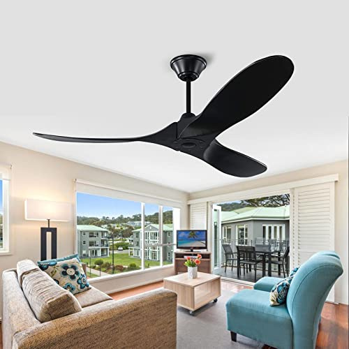Deckenventilator mit Fernbedienung, Deckenventilator ohne beleuchtung, DC Deckenventilator leise mit Winter-Sommer-Funktiongeringer Stromverbrauch 6 Betriebsgeschwindigkeiten 1/4/8Timer (52inch/132cm)