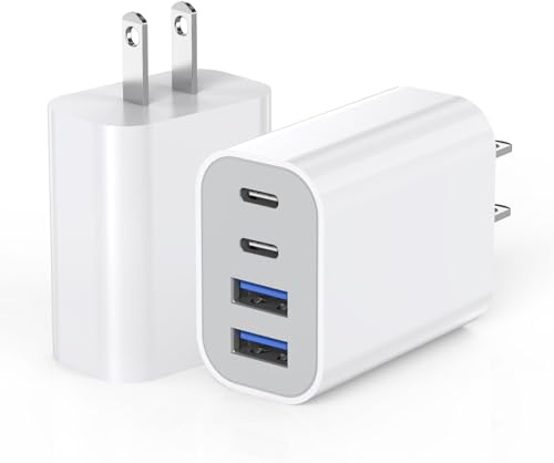 USB Fast Charging Block, 4-Port 40W Charge Adapter for iPhone Dual USB C Charger, Multiport Type C Fast Charger for iPhone 17/17 Air/16e/16 Pro/16 Pro Max/15/14/13/12,iPad Pro/iPad Air, iPad mini,iPad