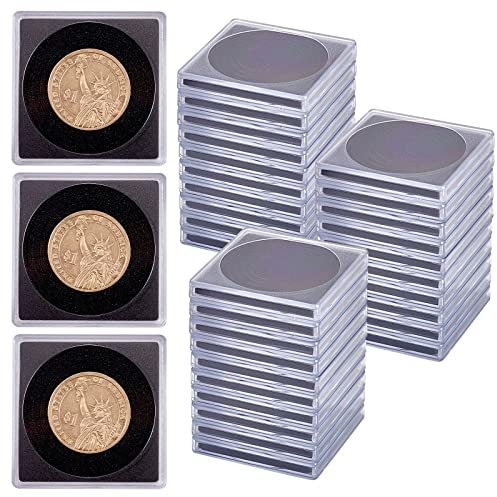 WEBEEDY 40 Stück 5 Größe Münzkapseln Münz-Etui zum Eindrücken Münzetui Mit Runde Facheinteilung Münze Snap Halter Acryl Silber Dollar Münzhalter für Sammler Münze Hülsen,20/25/30/35/40 mm