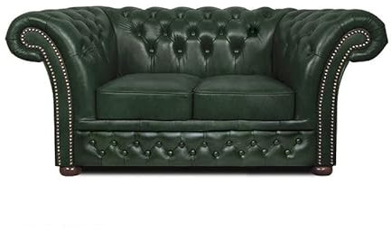 Chesterfield Bank Winfield Basic Luxus Leder | 2-Sitzer | 2 bis 4 Wochen Lieferzeit (Cloudy Grün)