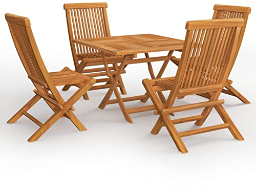 Festnight Sitzgruppe Garten Holz Essgruppe 6 Personen gartenstuhl Holz klappbar 6er Set Balkonstuhl Bistrostuhl Gartensessel Terassenstuhl Gartengarnitur Holz Sitzgarnitur-5-tlg-4-