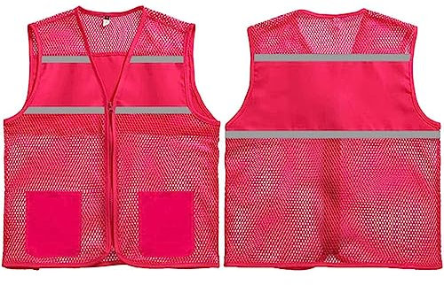 ZUMAHA Reflektierende Weste, trockene Sicherheitsweste, atmungsaktiv, reflektierendes Netz, Sicherheit, hohe Sichtbarkeit, mit Taschen, Reißverschluss, Konstruktionsweste