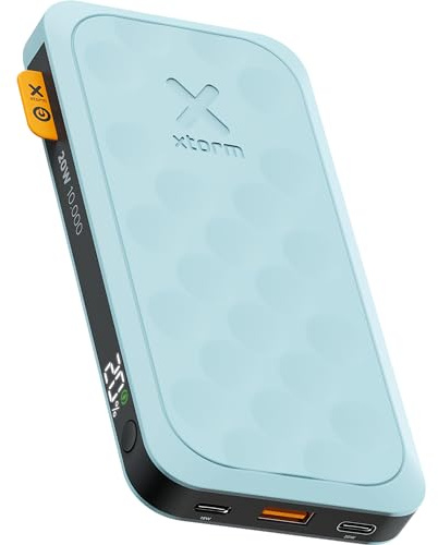 Xtorm Fuel Series 5 Powerbank 20W, 10 000 mAh, 2 x USB-C / 1 x USB-A, Résistant en Avion, Convient pour Samsung et iPhone, Teal Blue