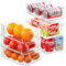 HNNJCK Stackable Fridge Organisers Set of 6, Clear Fridge Storage Containers, Multifunctional Kitchen Cupboard Organiser, Refrigerator Storage Organisation for Home, Pantry, Cabinet - BPA Free