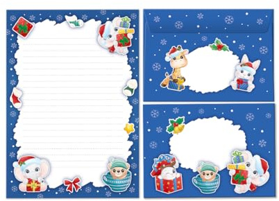 Briefpapier-Set Weihnachtsbriefpapier Weihnachten als Briefblock mit Umschlag für Kinder Mädchen Jungen (Block A5 mit 25 Blätter + 15 Umschläge)