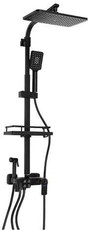 Home - Système de douche avec thermostat - Colonne de douche en acier inoxydable - Panneau de douche - Douche à effet pluie - Massage - Kit de douche polyvalent avec barre de douche réglable de 73 à