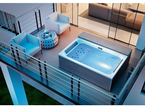 Kinedo - Happy Spa 2 - Bois foncé - 2 Places - 200x117x78 cm - 19 Buses - Chromothérapie - Fabrication française