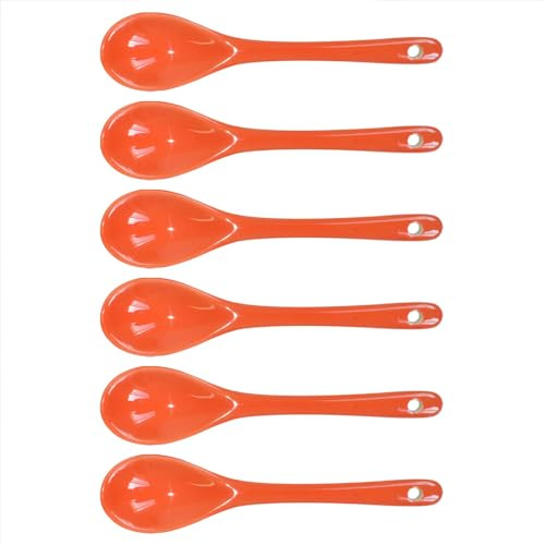 Albedel 6 cucchiai in porcellana arancione per uova, cucchiaini in ceramica, 11,9 cm, per caffè, dessert, yogurt, tè lattiginoso