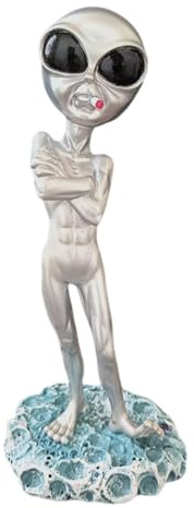 Alien Figuren Garten Alien Harz Alien Garten Statue Harz Alien Garten Ornamente Alien Skulptur Figur Skurrile Garten Dekoration Lustige Statue für Innen
