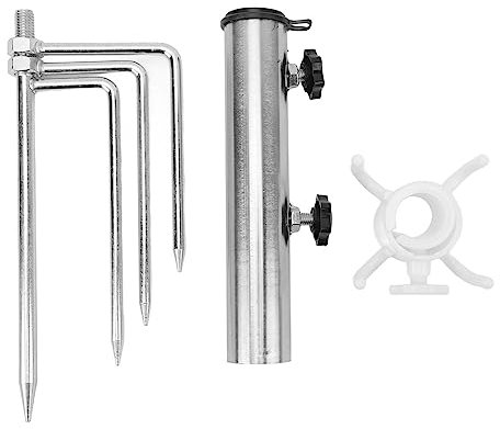 ANKROYU Picchetto per ombrellone da Giardino, Picchetto per ombrellone in Acciaio, Supporto per Spina da Terra, Supporto per Palo di Ancoraggio con Spina per Ombrello con 4 Poli