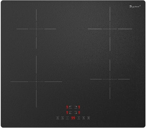 Induktionskochfeld 60 cm Einbau, Induktionskochfeld mit Mattiertes Glas, Boost-Funktion, 9 Leistungsstufen&1-99Min Timer, Kindersicherung, 7200W