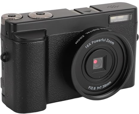 Appareil Photo Numérique 4K 48MP, Caméra de Vlogging Autofocus avec écran LCD Rabattable à 180° de 3, Zoom Numérique 16X, Flash LED,Anti-secousse,Caméra Vidéo de Voyage Compacte