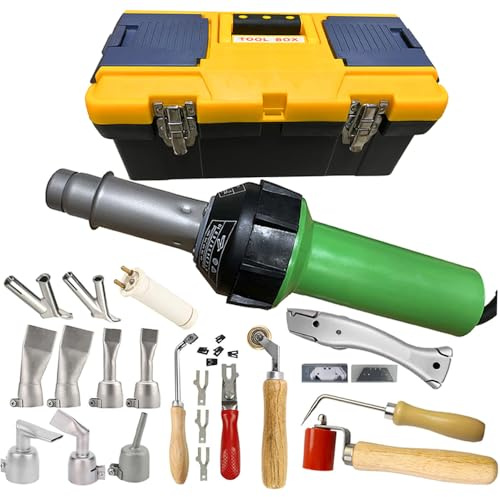 Seababyhouse 1600W Professional Hot Air Welder Gun Heat Gun Kit Plastic Welder Gun, PVC Roofing Flooring Welding Tool Set with Roofing Seam Rollers Seam Tester Probe, Various Welding Nozzles