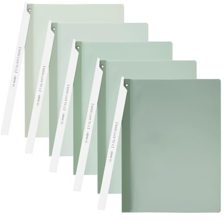 PATIKIL Carpetas de Plástico Transparente con Clip Giratorio de Borde Completo, 5 Carpetas de Informe para Presentación Frontal de Documentos de Oficina, Tamaño de Papel A4, Verde