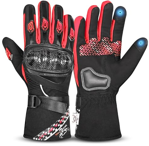 BEAST RAGE Guantes de Invierno para Motocicleta, Impermeables, Resistentes al Viento, térmicos, Guantes de Motocicleta para Hombres y Mujeres, Guantes cálidos para Motocross, Carreras
