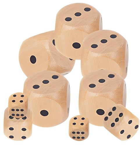 Yuqilin 10 Pezzi Dadi Legno,30mm/16mm/14mm Dadi in Legno Dadi da Gioco Set Dadi 6 Facce Dadi a Punti Set di Dadi per Giochi da Tavolo,per Giochi di Carte,Giochi da Tavolo,Feste,Casa
