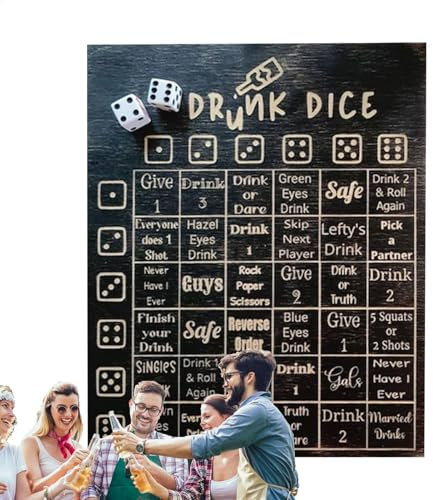 Holz-Trinkspiel Würfel,Würfel-Trinkspiel - Herausforderungen Trinkwürfelspielset,Holz-Freunde sammeln Trinkspiel-Werkzeugbrett für Erwachsene, Freundin, Freund, Familie