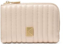 kate spade new york Women's Deco Pebbled Leather Small Compact Wallet, Quilted Milk Glass, One Size