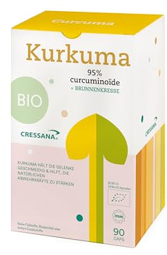 Cressana Curcuma 95% Curcuminoide Bio - 60 Kapseln - Kurkuma-Extrakt - Bio & Vegan - Unterstützt Gelenkgesundheit, lindert Entzündungen & bietet Antioxidativen Schutz