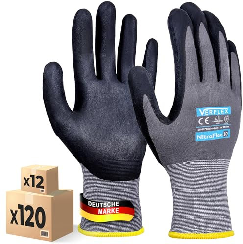 MK-Glove Arbeitshandschuhe Herren aus Nylongewirke (6 Paar) - Präzise und Angenehme Schutzhandschuhe - Robust Montagehandschuhe aus Atmungsaktiv Maschenware - Grau - 10-XL
