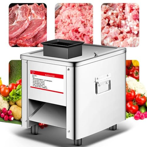 Electric Meat Slicer, 850W Stainless Steel Cutter Machine for Chicken, Fish, Beef & Vegetables, Adjustable Blade Thickness 2.5-21mm for Home & Commercial Use