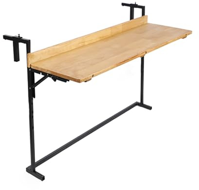 ZYYLIVR Balkonhängetisch Klappbar, Balkontisch Zum Einhängen, Balkon Tisch Klapptisch Hängend, Für Balkongeländer, Gartentisch Hängetisch In 5 Stufen Höhenverstellbar(38x120cm/15x47.2in)