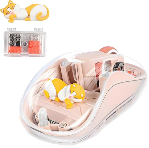 Cute Wireless USB C Mouse - Bluetooth Triple Mode Rechargeable Cartoon Mouse for Laptops, iPads & MacBook Air/Pro - Silent Operation, Portable Design, Unique Magnetic Character (Milk tea color)