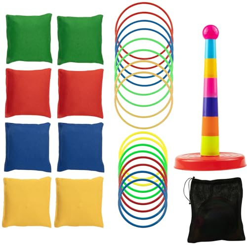 Lekabee Jeu de Lancer de Sacs de Haricots pour Enfants, 3 en 1 Jeux de Carnaval pour Enfants, Tour en Plastique, Jeu de Lancer de Sacs de Haricots, Cadeau pour fête d'anniversaire
