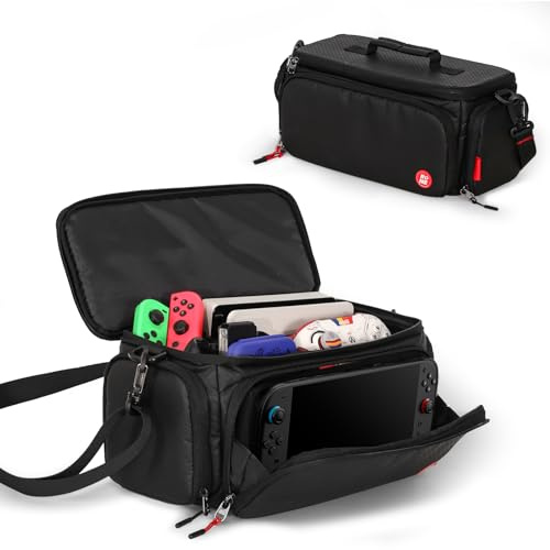 IINE Carrying Case Compatible with Switch 2 Console and Accessories, Travel Storage Bag with Large Capacity, Shockproof Design, Game Card Holder, Dual Zippers – All-in-One Organizer Pouch