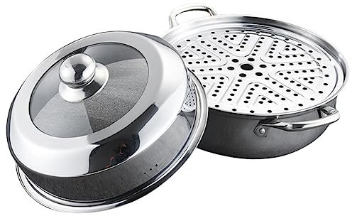 HOLIDYOYO Vaporiera In Acciaio Inossidabile Spesso Grandi Vaporiere Pentola Per Cottura A Vapore Pentola Per Cottura A Vapore Pentole Multiuso Con Pentole Vaporiera Pentola Per