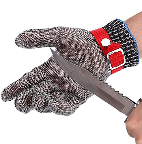 Cut Resistant Gloves, Chain Mail Gloves,Chef/Butcher/Porter/Carpenter/Fishing Safety Work Gloves,Level 5 Protection