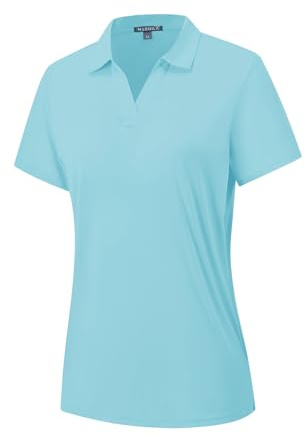Women's Polo Shirts Short Sleeve Quick Dry UPF 50+ Sun Protection Business Casual Collared Shirt Tennis Golf Shirt Work Tops (LKB M) Lake Blue