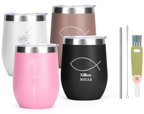 Personalisierter Thermobecher mit Deckel - Gravur Name und Motiv - Coffee To Go Becher, Lustiges Geschenk für Männer (12oz Wein-Thermosbecher)