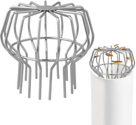 Parafoglie per Grondaie, Filtro per Foglie in Acciaio Inox, Protezione Antipioggia per Tubi Di Scolo per Capannoni Da Giardino, Fossati, Fognature, Per Prevenire L'intasamento, 75/110 Mm