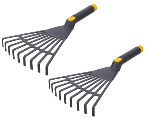 TOYANDONA 2 Piezas Rastrillo de Jardín de Plástico con Mango Ergonómico y Orificio para Colgar Rastrillo para Jardinería Manual para Césped Unidades