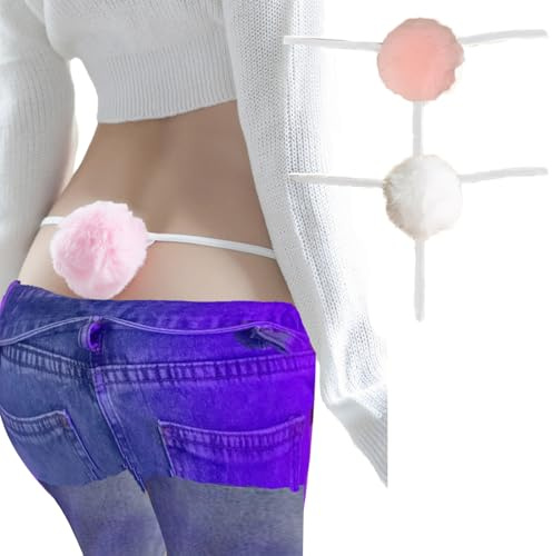 Women Sexy Panties Fox Tail Lace Cat Tail Thong Anime Cosplay Lingerie | Ruffle See Through Knickers Role Play G String Panty Knicker Underwear Naughty Outfit Bikini Briefs