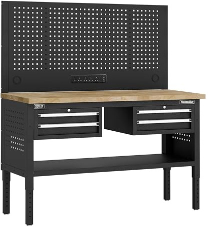 Sealey Superline PRO® Modular Workbench with 4 Drawers Wooden Worktop Adjustable Height 1525mm - APMWB60COMBO3W