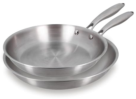 Menastyl 6020154 - Juego de 2 sartenes (acero inoxidable, incluye inducción, 24/28 cm, estructura de 3 capas, acero inoxidable/aluminio, calidad profesional, sin sustancias nocivas