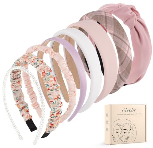 8 Pack Trendy Floral Headband for Women's Hair, Non Slip Pearl Headbands for Women Girls Vintage Hair Accessories