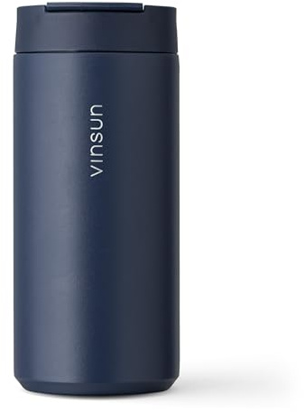 VINSUN Thermobecher Kaffee to go 350ml Blau mit Deckel - auslaufsicher | Edelstahl Kaffeebecher Heiß & Kalt, doppelwandig isoliert - kleiner Thermobecher mit Deckel für Reisen, ø68x168mm