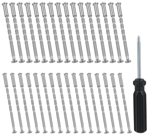 ZUYIST 64 Pcs M4/M3 Door Handle Bolt Through Fixings Set,Screwdriver | Door Handle Fixing Screws Sleeves, Door Handle Screws M4/Doors Handles Fixing Screws M3,Connecting Screw Furniture Cabinet